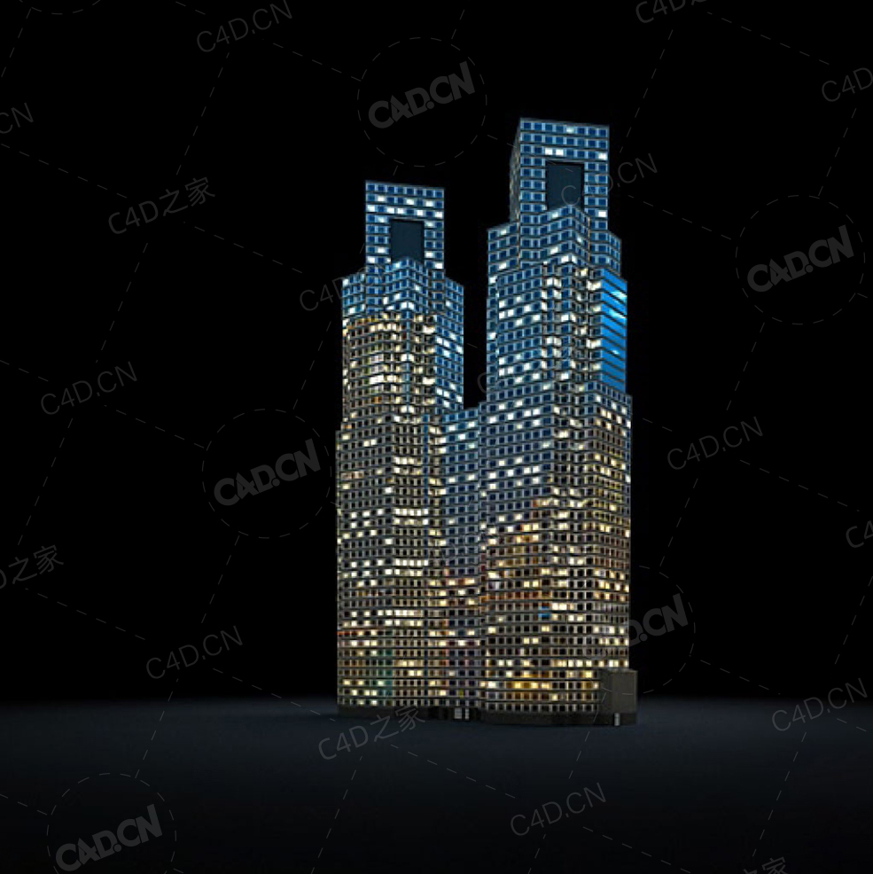 夜间摩天大楼办公楼写字楼C4D模型 Archmodels Vol.103_Night Skyscrapers - model-62 - C4D之家 - 62.jpg
