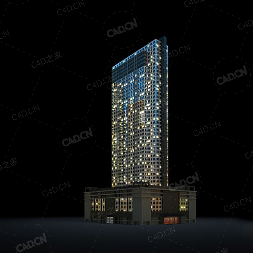 夜间摩天大楼办公楼写字楼C4D模型 Archmodels Vol.103_Night Skyscrapers - model-64 - C4D之家 - 64.jpg