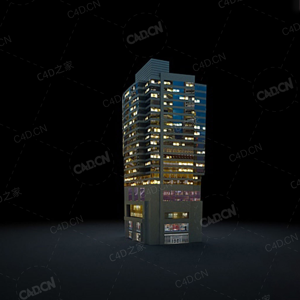 夜间摩天大楼办公楼写字楼C4D模型 Archmodels Vol.103_Night Skyscrapers - model-67 - C4D之家 - 67.jpg