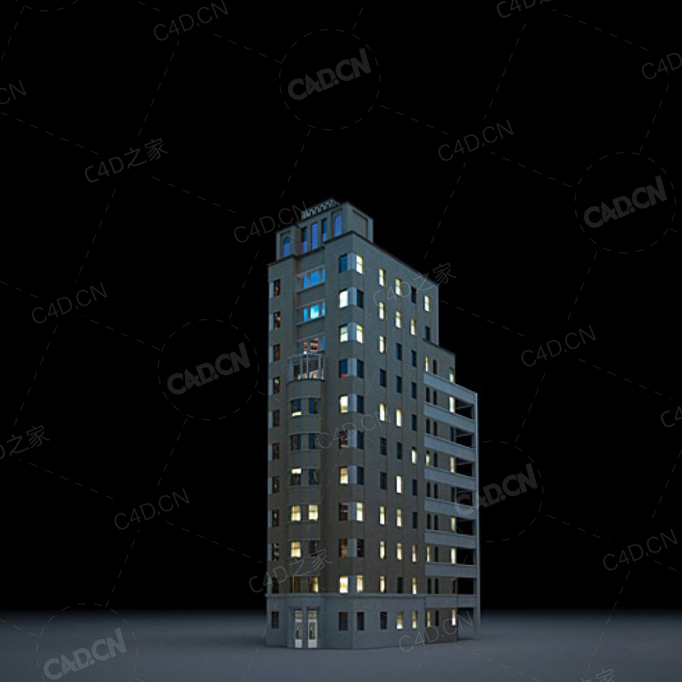 夜间摩天大楼办公楼写字楼C4D模型 Archmodels Vol.103_Night Skyscrapers - model-70 - C4D之家 - 70.jpg