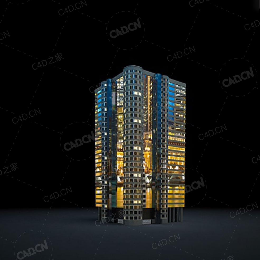 夜间摩天大楼办公楼写字楼C4D模型 Archmodels Vol.103_Night Skyscrapers - model-73 - C4D之家 - 73.jpg