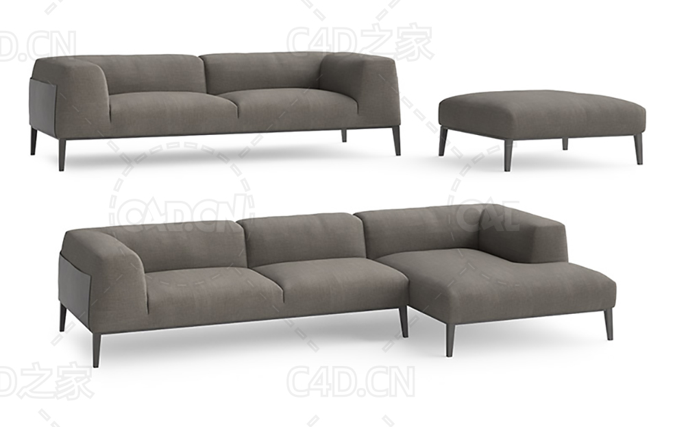 棕色客厅沙发双人沙发L型沙发C4D模型 sofa 3d model - C4D之家 - 03.jpg