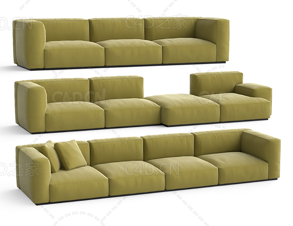 浅绿色布艺沙发客厅沙发三人潲发四人沙发长沙发C4D模型 sofa 3d model - C4D之家 - 10.jpg