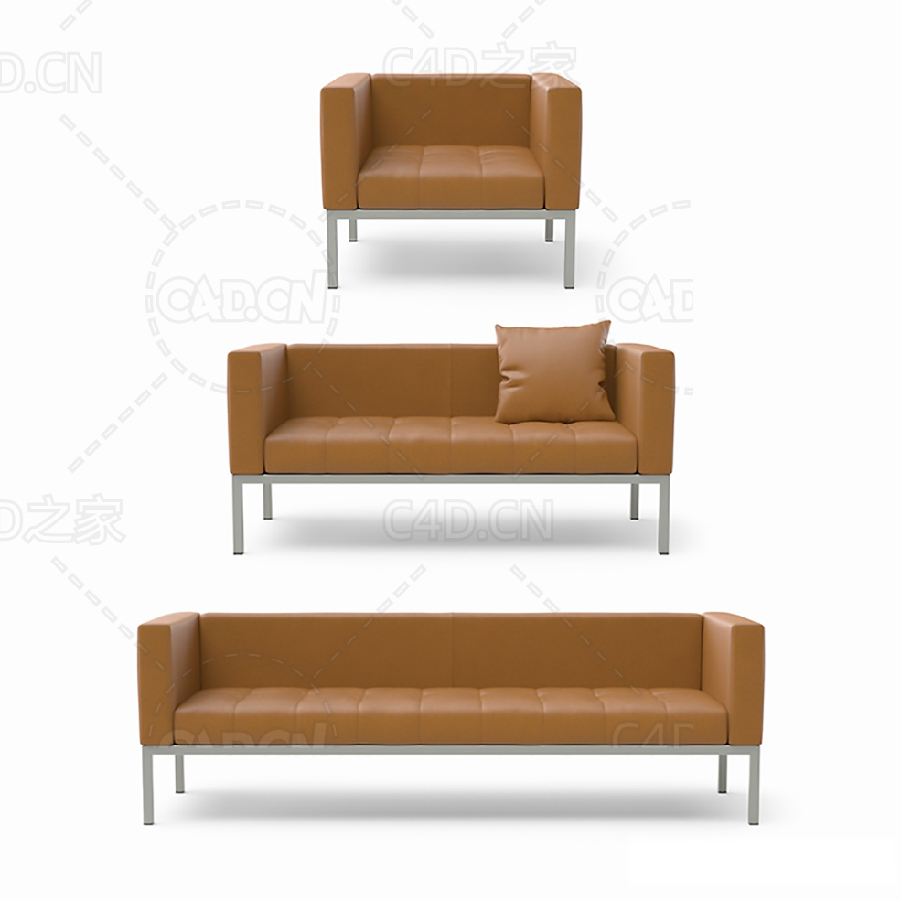 时尚间约型沙发三人沙发双人沙发单人沙发C4D模型 sofa 3d model - C4D之家 - 14.jpg