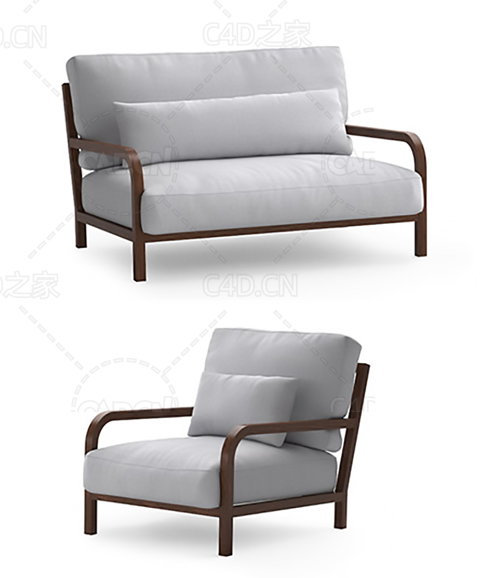 实木布艺双人沙发椅单人沙发椅C4D模型 sofa 3d model - C4D之家 - 23.jpg