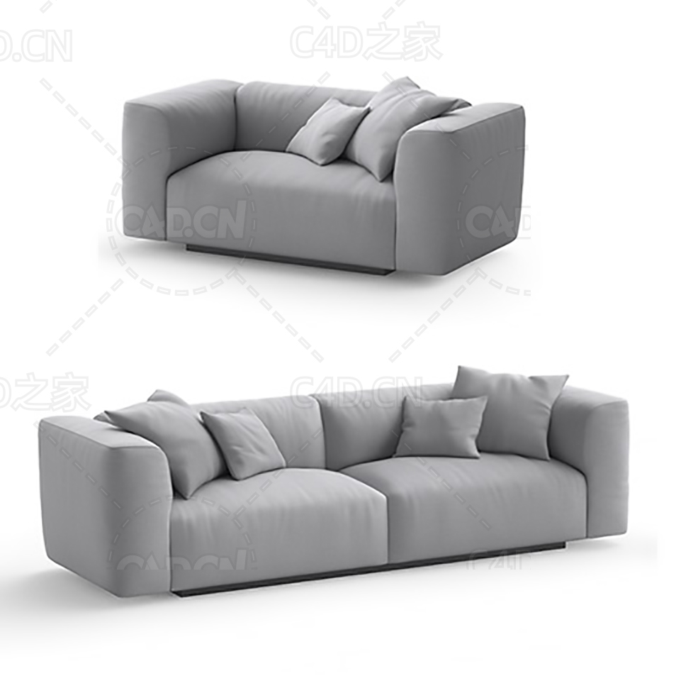 灰色客厅沙发双人单人沙发C4D模型 sofa 3d model - C4D之家 - 20.jpg