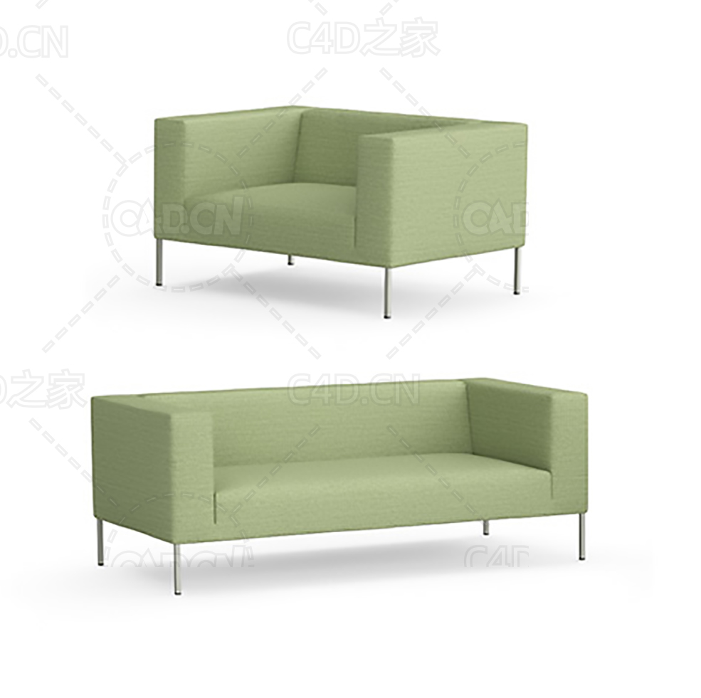 浅线色简约沙发客厅双人沙发单人沙发C4D模型 sofa 3d model - C4D之家 - 21.jpg