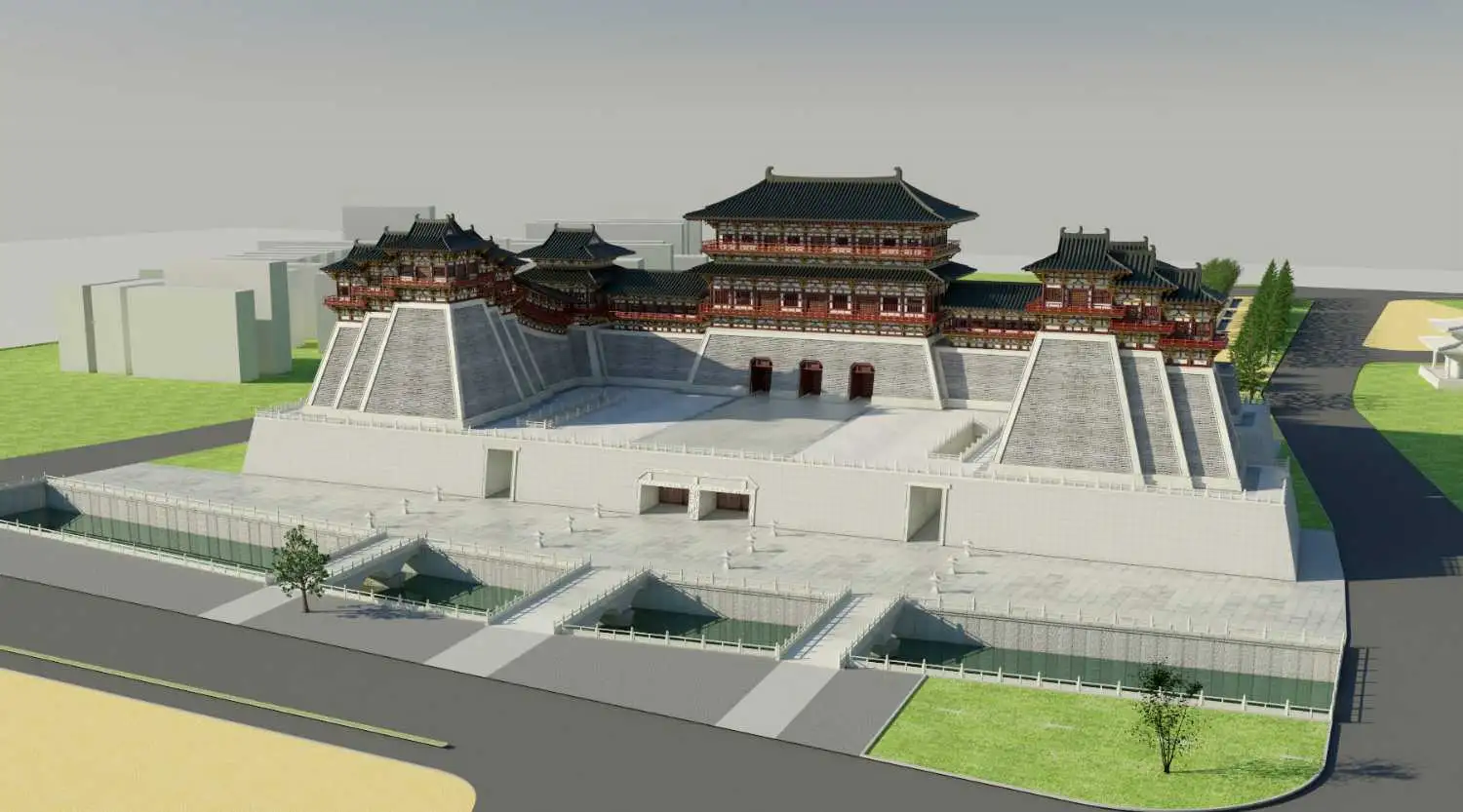 应天门博物馆景点三维建模（Cinema 4D＋VRay） - C4D之家 - 南广场鸟瞰