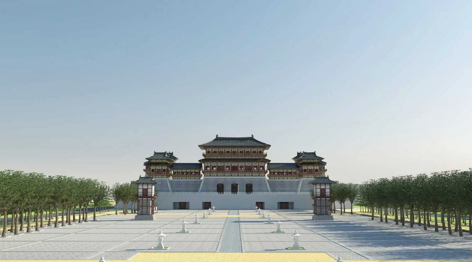 应天门博物馆景点三维建模（Cinema 4D＋VRay） - C4D之家 - 北广场正视