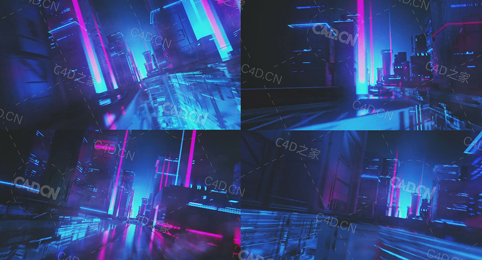 蓝色暗夜科幻城市楼房间穿梭动画BEEPLE_DVDE_C4D - C4D之家 - 11.jpg