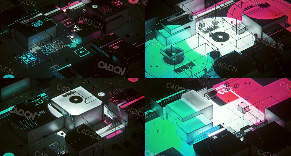 在移动的方块上投射信号信息图案循环动画beeple_GOBO-v2 - C4D之家 - 14.jpg