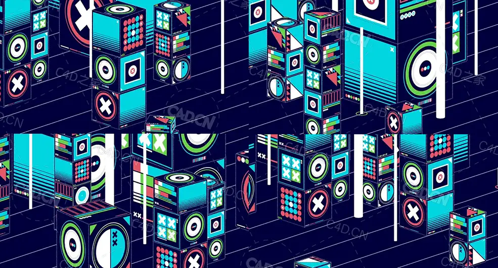 弹跳生长的音乐方块动画blockpile (one)