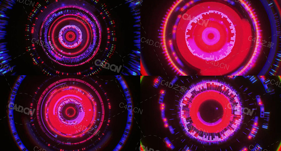 旋转放大的HUD科技圆环图形循环动画BOKK (loop)