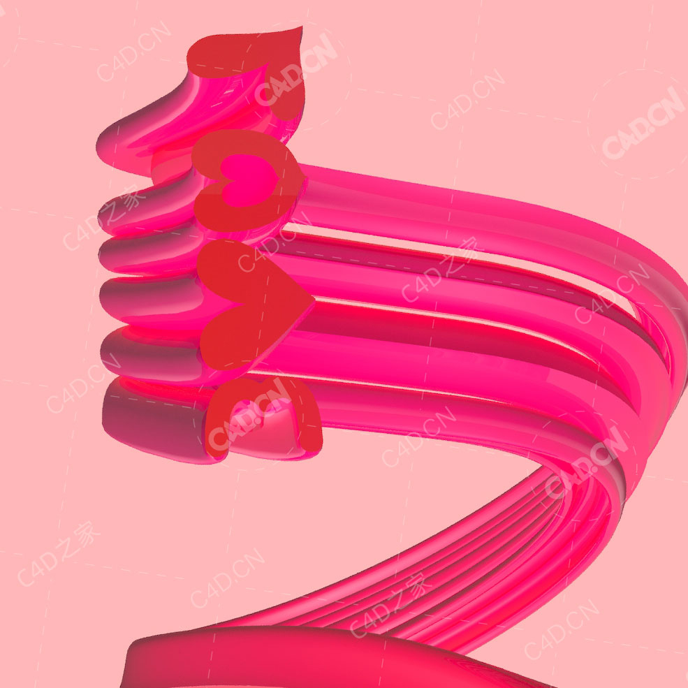 文字拖尾生长动画C4D love