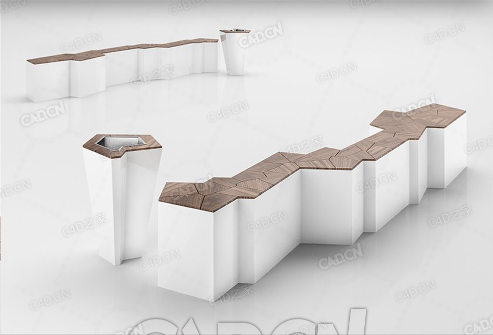 现代艺术风格的长凳与垃圾桶C4D模型 - C4D之家 - 07.jpg