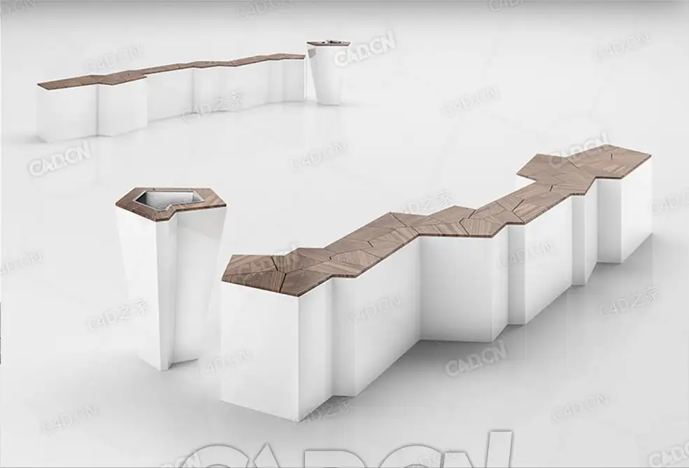 现代艺术风格的长凳与垃圾桶C4D模型 - C4D之家 - 07.jpg