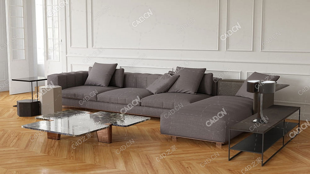 现代家具布艺沙发拐角沙发客厅沙发模型