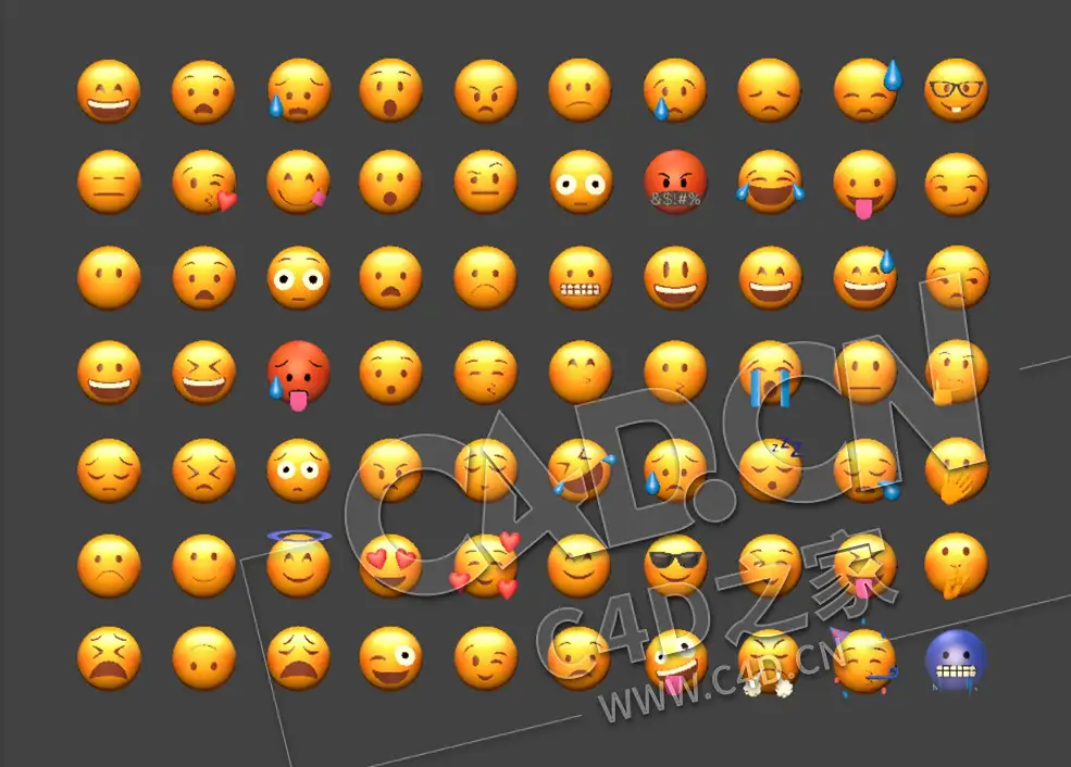 70个卡通表情包C4D模型Cartoon Mobile Emoji Phone Pack-f432 - C4D之家 - 9e0c9f5098624df.jpg