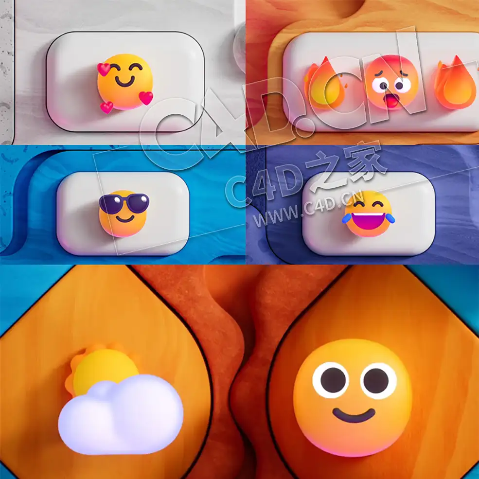70个卡通表情包C4D模型Cartoon Mobile Emoji Phone Pack-f432 - C4D之家 - 未标题-1.jpg