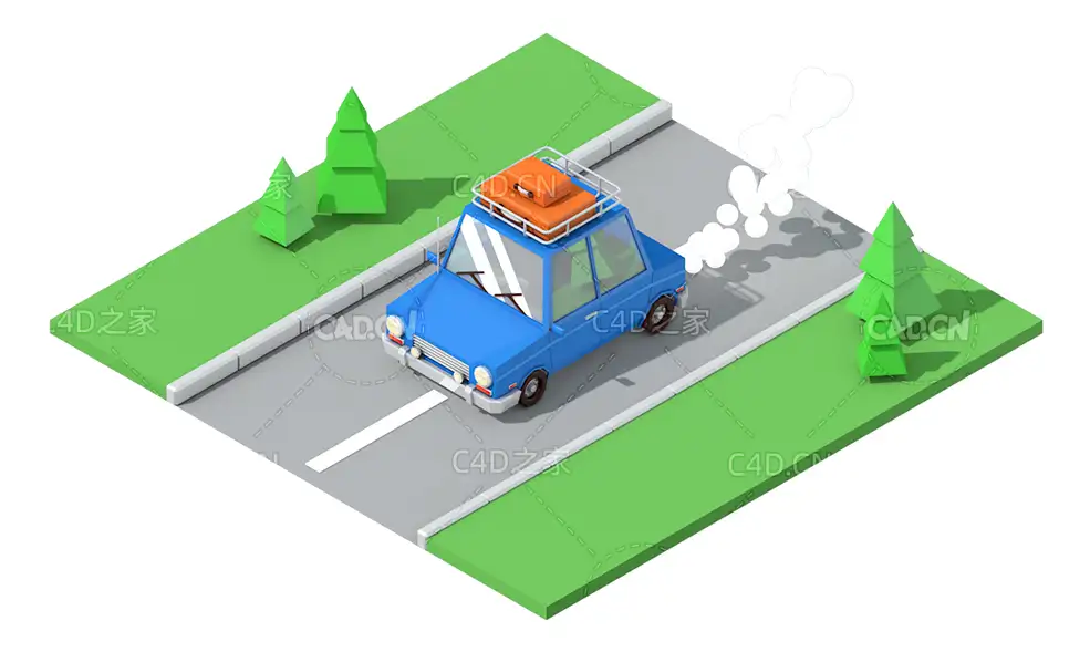 公路上行驶的低面多边形汽车模型car Lowpoly - C4D之家 - CAR1_0155.jpg