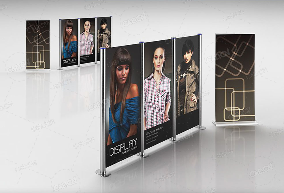 广告灯箱海报3d model of tall Ad displays - C4D之家 - 45.jpg