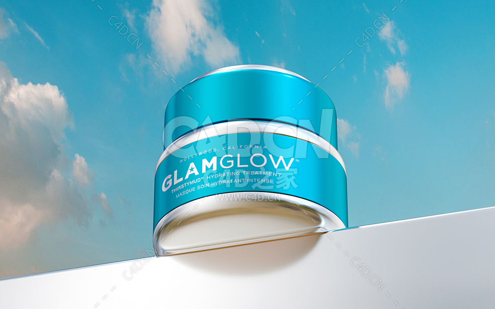 C4D化妆品面霜全反射金属质感产品渲染模型