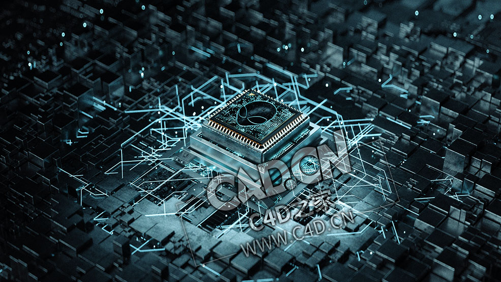 C4D OCTANE人工智能科技芯片动画工程