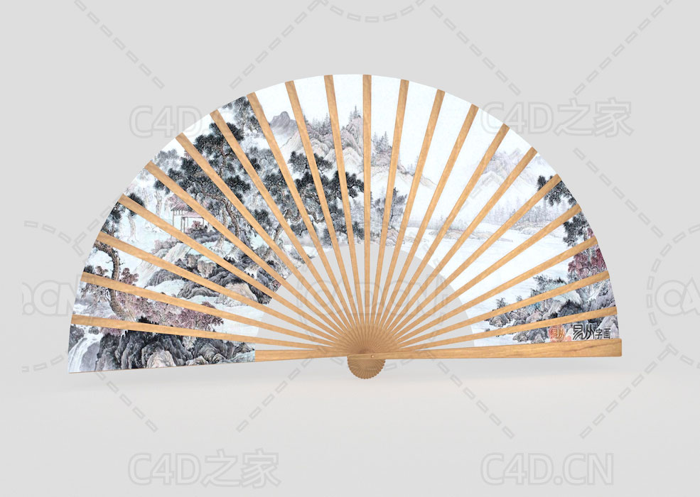 中国折扇动画模型扇子开合动画 - C4D之家 - C4D.jpg