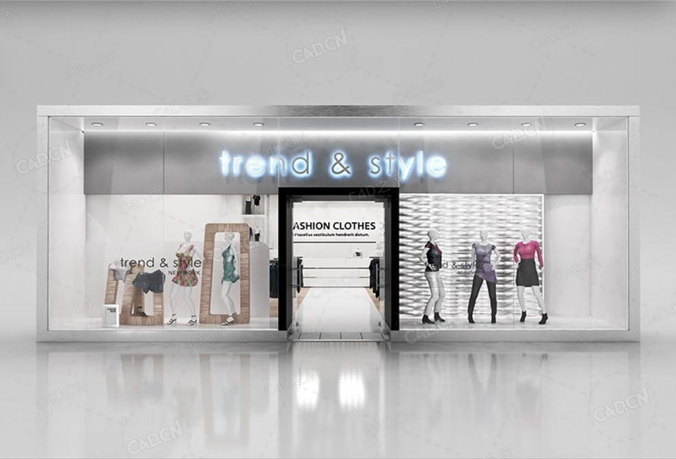 fine时装定制店3d model of Shop window witch low polyinterior