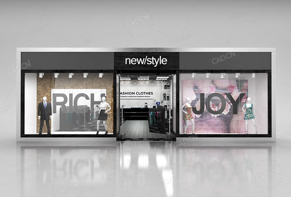 fine服饰店3d model of Shop window witch low polyinterior