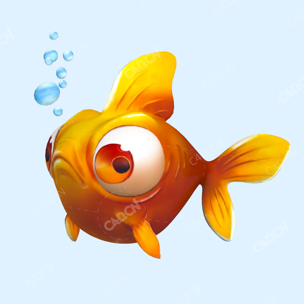 吐水泡的卡通金鱼模型fish cont