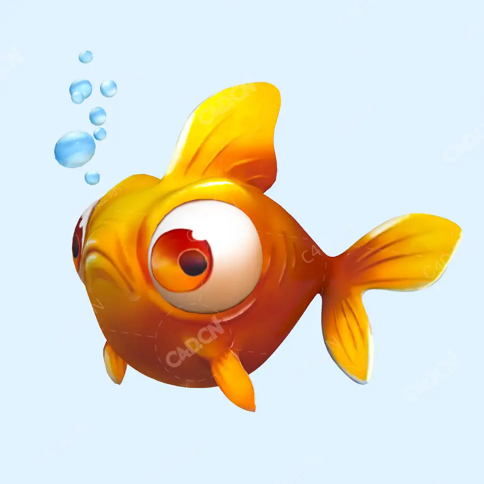 吐水泡的卡通金鱼模型fish cont