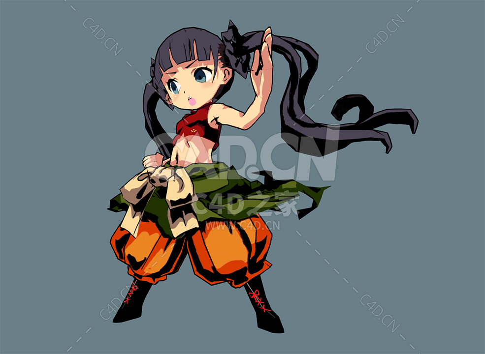 卡通素描女孩扭动身体动画模型etrian-odyssey-3-monk - C4D之家 - 01.jpg