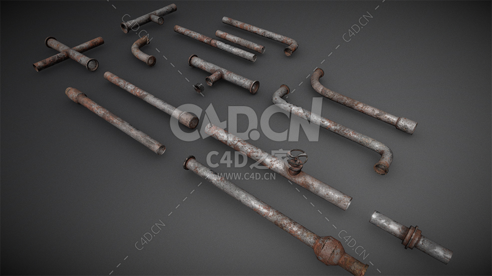 C4D破旧生锈的模块化水管工业管道模型old-rusted-modular-pipes - C4D之家 - 06.jpg