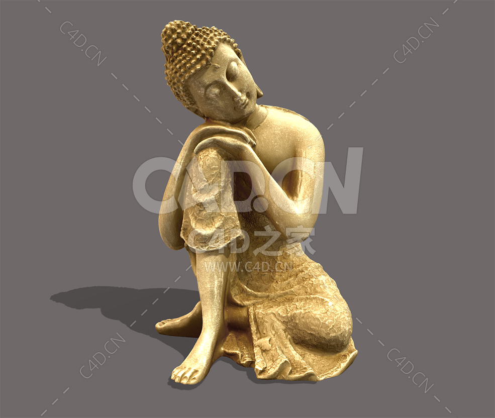 C4D趴在膝盖休息的佛像菩萨模型Buddha - C4D之家 - 16.jpg