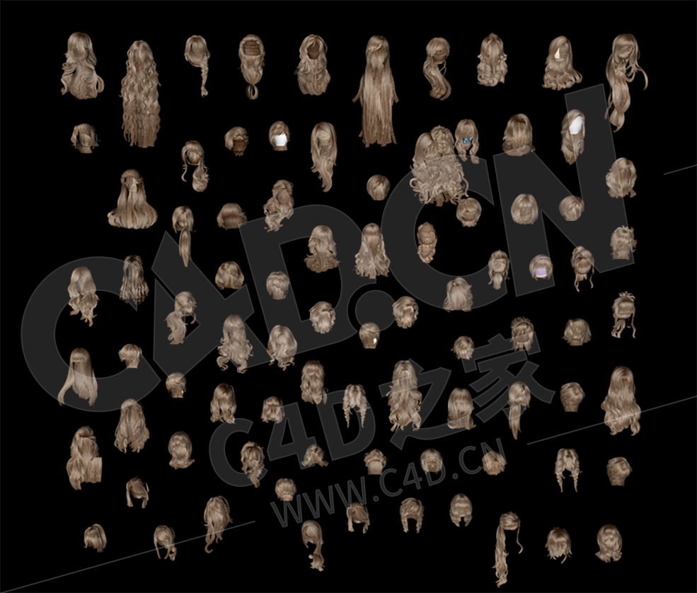 107个女性头发造型发型模型合集（第三套）Sexual hair styling - C4D之家 - fbx_03.jpg