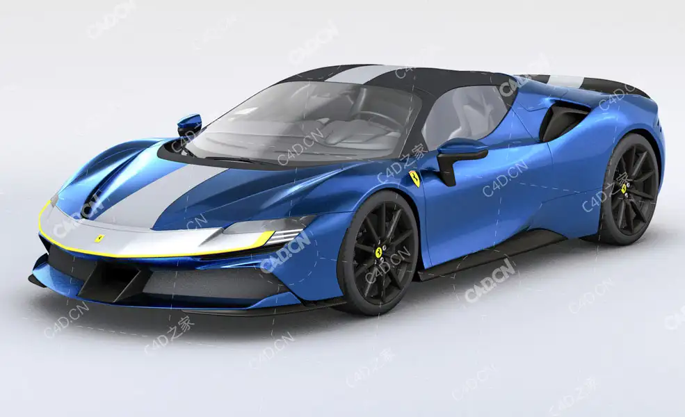 法拉利汽车C4D模型Ferrari SF90 Spider 2021 3D Model