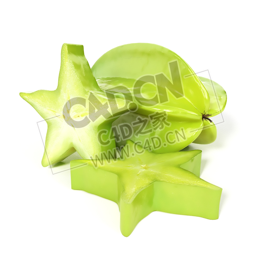 杨桃切开的杨桃水果切片C4D模型 Carambola - C4D之家 - 001.jpg