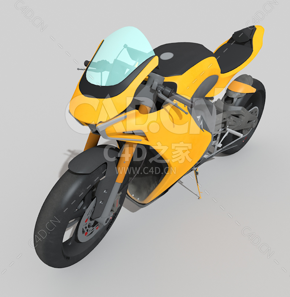 C4D超酷炫拉风摩托机车模型下载