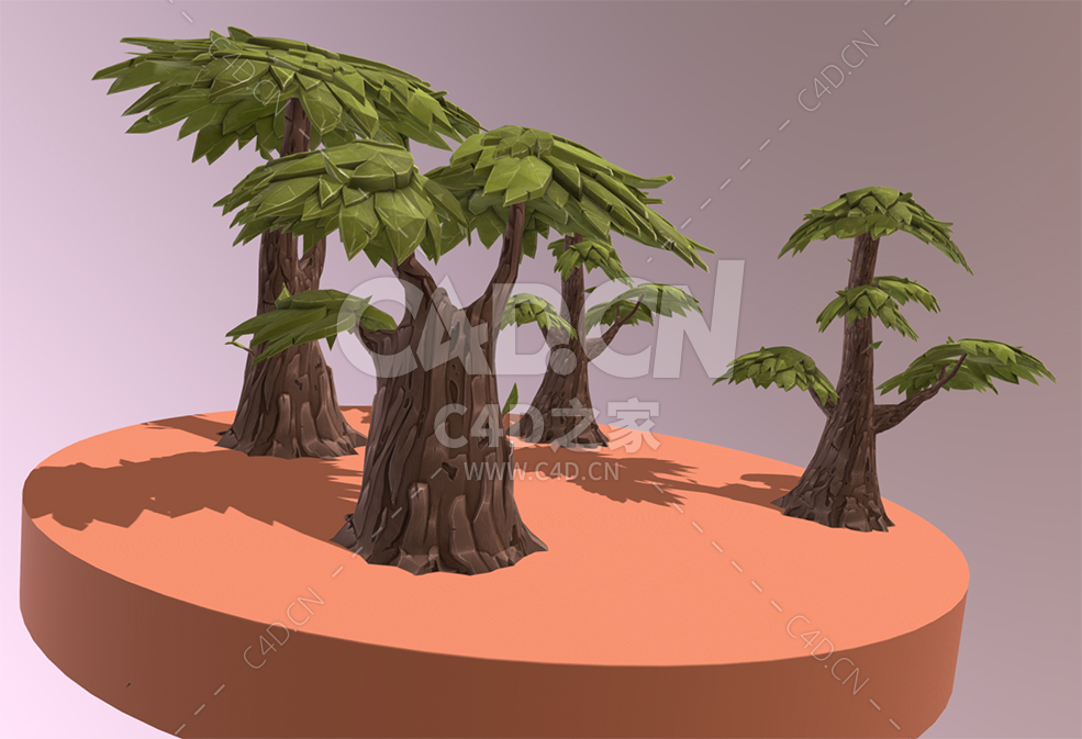 C4D卡通树林模型下载