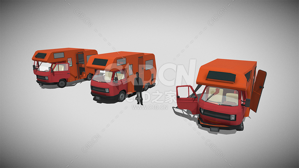 C4D低面卡通带内饰的房车汽车模型下载 - C4D之家 - 99.jpg