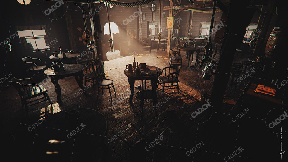 复古西部世界完整酒馆场景环境旧房子老式家具组合模型3D模型Western Kitbash - C4D之家 - final2_00000.jpg