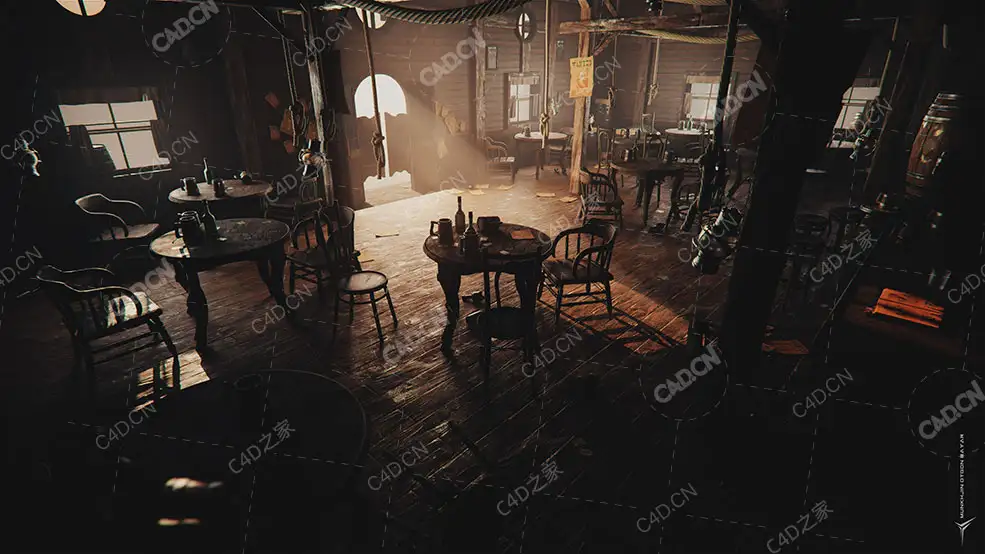 复古西部世界完整酒馆场景环境旧房子老式家具组合模型3D模型Western Kitbash - C4D之家 - final2_00000.jpg