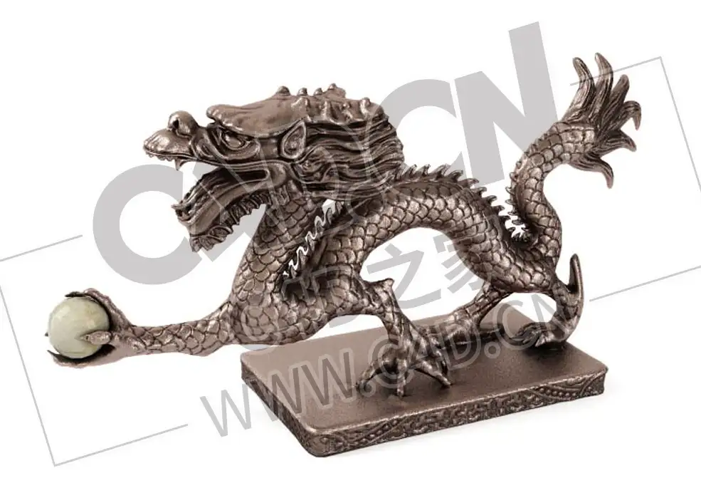 龙戏珠铜质工艺品摆件古董装饰品C4D模型下载 - C4D之家 - 01.png