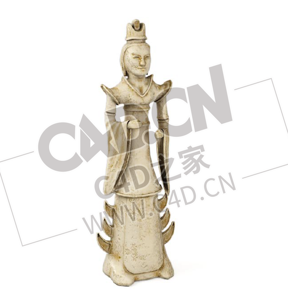 古代公主大臣陶俑人物雕塑工艺品摆件古董装饰品C4D模型下载 - C4D之家 - 09.png