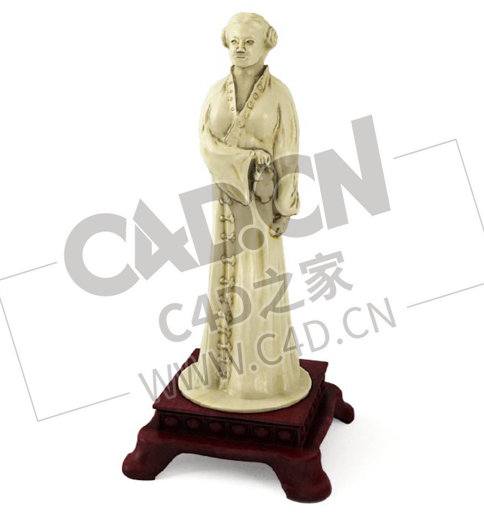 古装美女雕塑陶俑人物丫鬟工艺品摆件古董装饰品C4D模型下载 - C4D之家 - 08.png