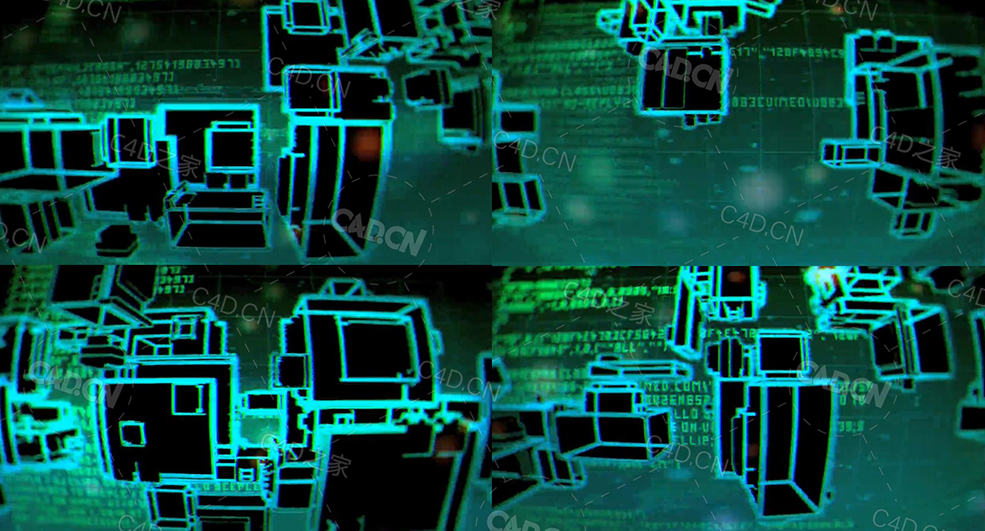 错位的科技立方体元素移动位置变化动画pacha long pan