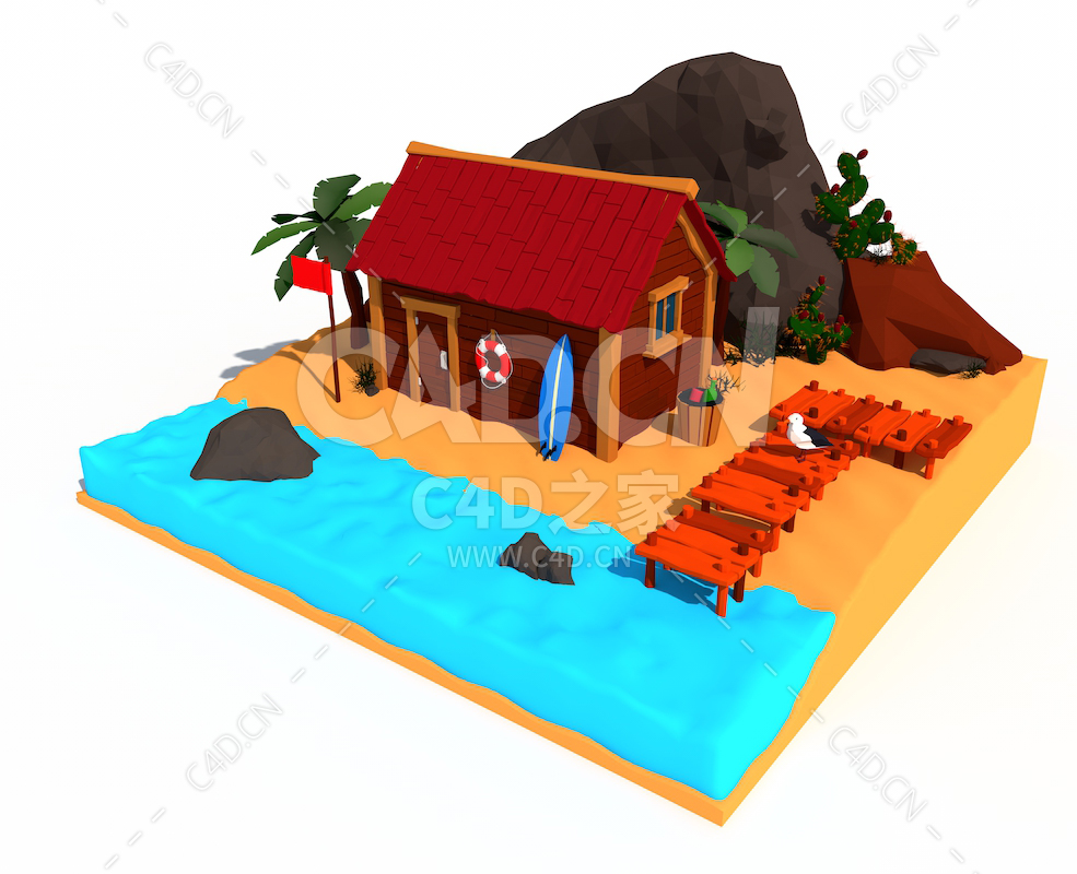 C4D海滩度假小屋模型下载 - C4D之家 - 82.jpg