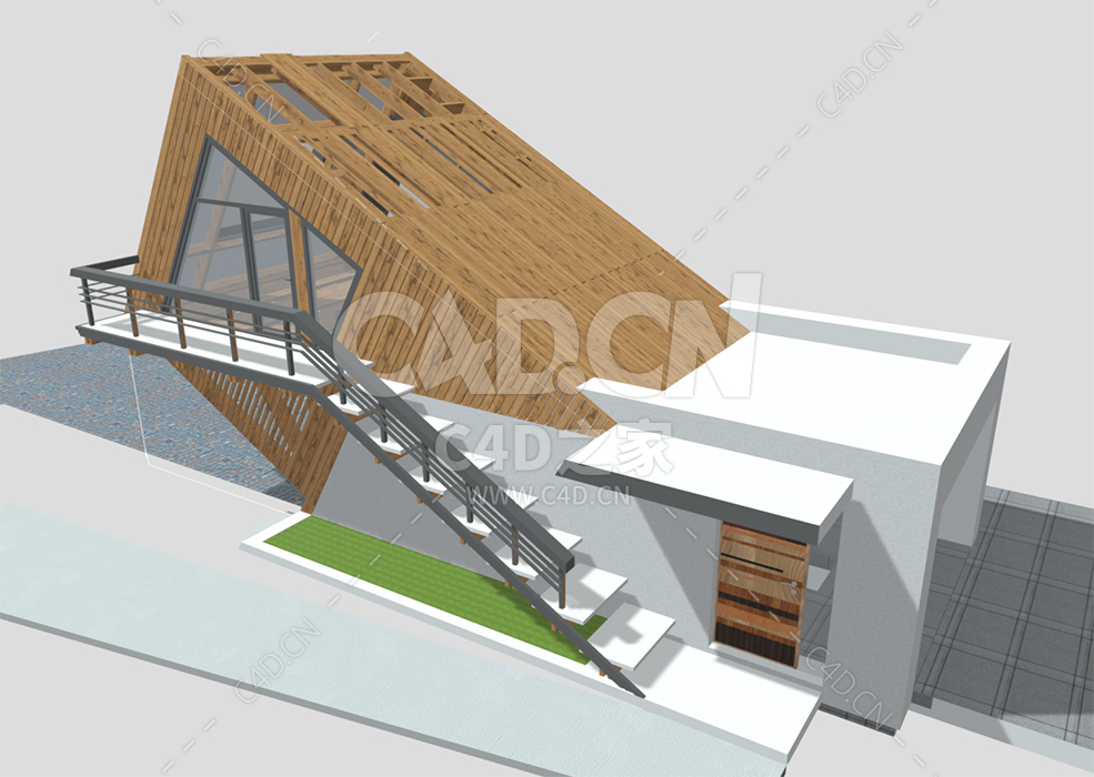 C4D创意个性化斜坡住宅建筑模型下载 - C4D之家 - 87.jpg