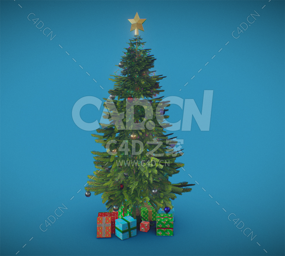 C4D圣诞树和礼物盒节日模型下载 - C4D之家 - 70.jpg